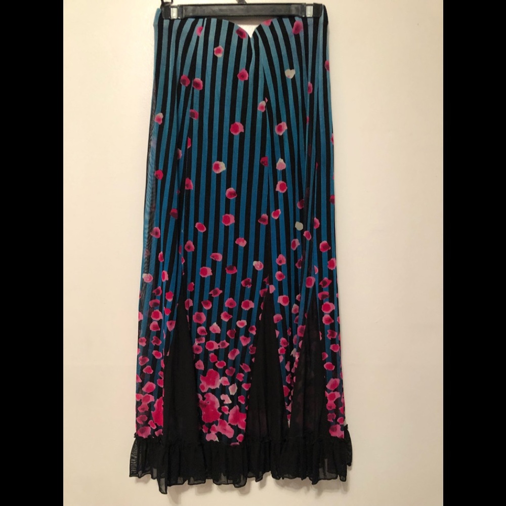 Ladies Teal, black and pink Maxi Skirt